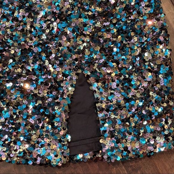 Olivaceous Multicolored Sequin Embellished Micro-mini Skirt Sz Medium - Picture 6 of 9